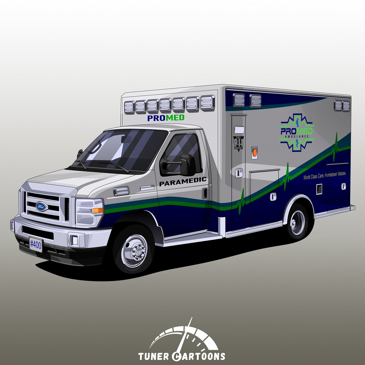 Custom Drawing Style Fire Trucks and First Responder Vehicles - Tuner Cartoons