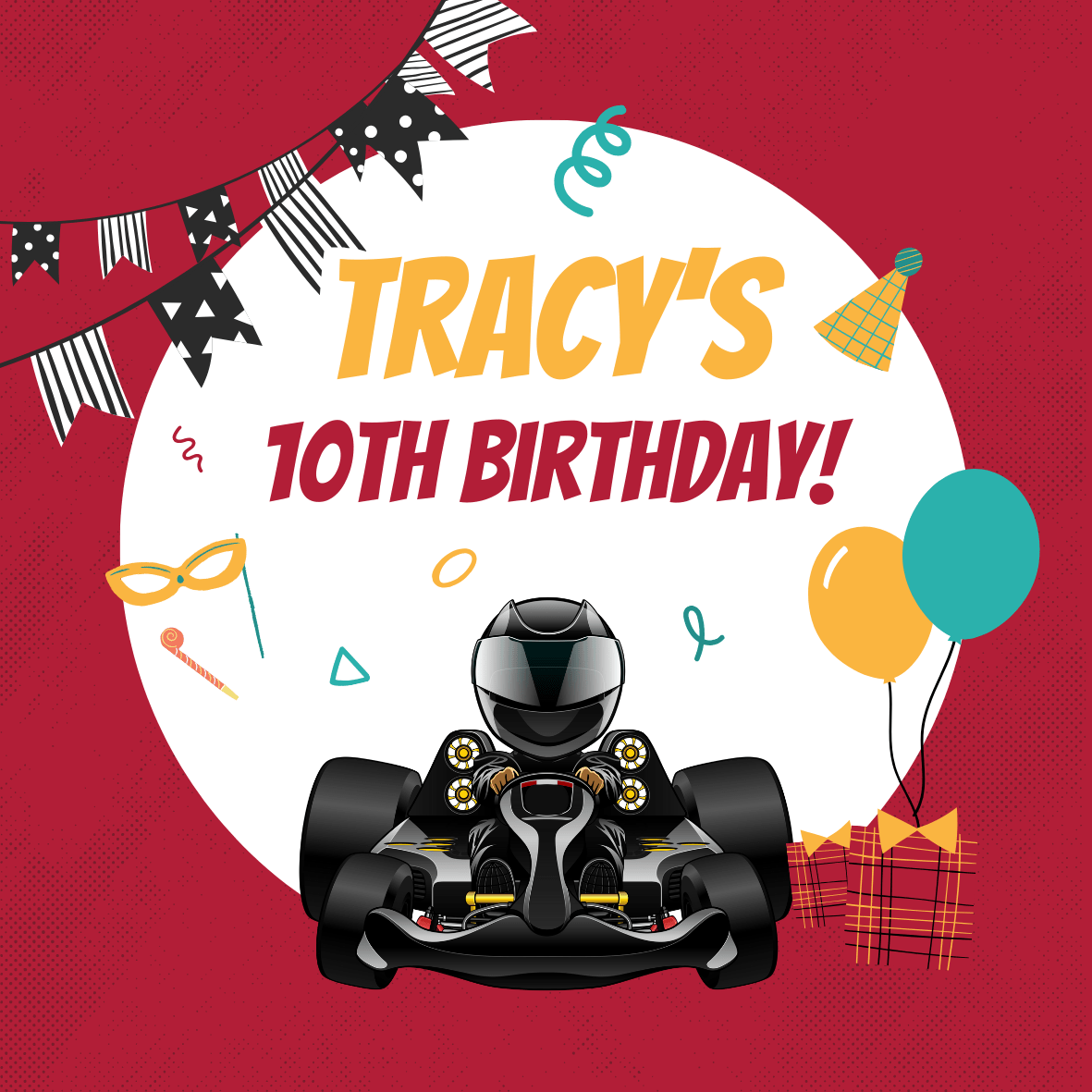 Tuner Cartoon Design Templates - Kids Birthday (Karting Theme) - Tuner Cartoons