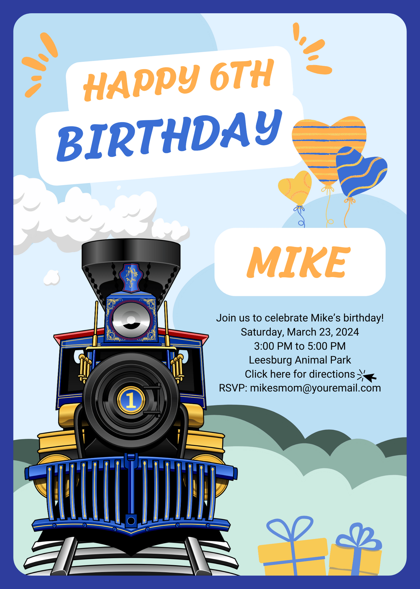 Tuner Cartoon Design Templates - Kids Birthday (Train Theme) - Tuner Cartoons