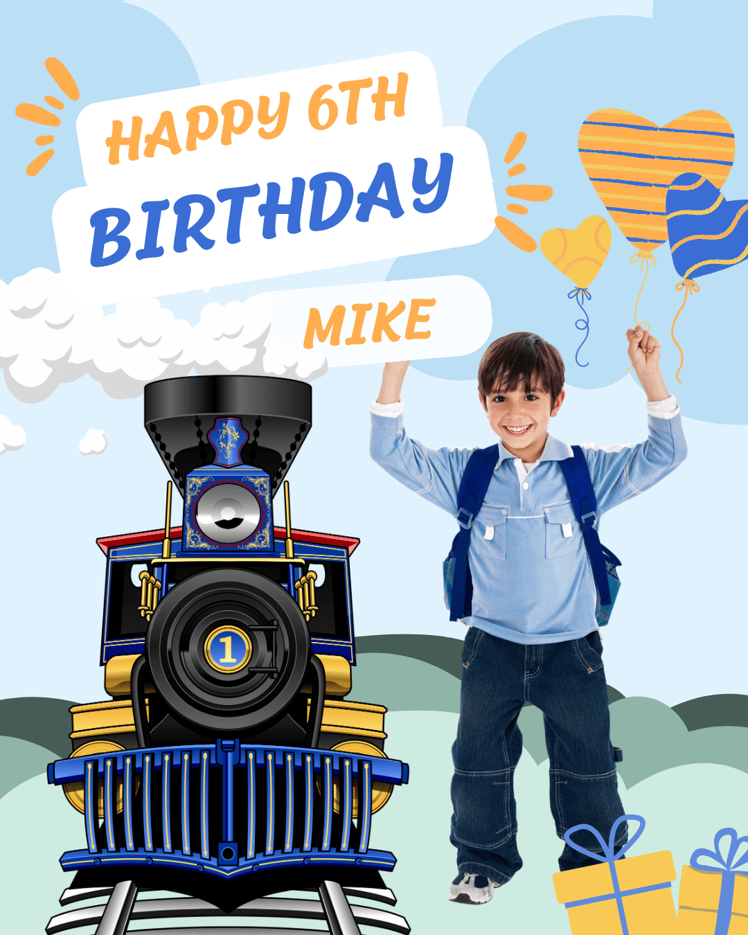 Tuner Cartoon Design Templates - Kids Birthday (Train Theme) - Tuner Cartoons
