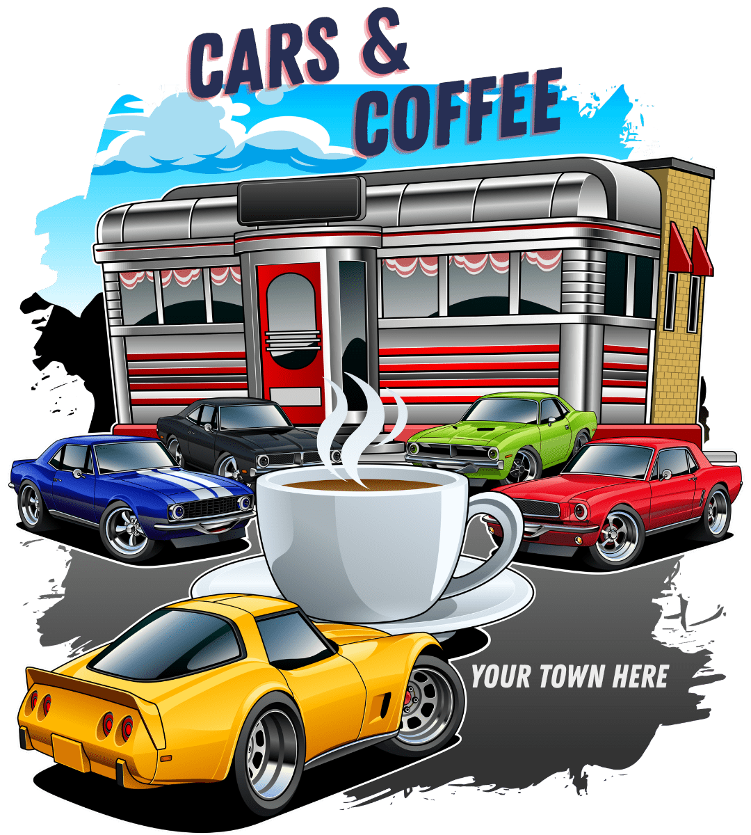 Personalized Cars & Coffee Shirts - Tuner Cartoons