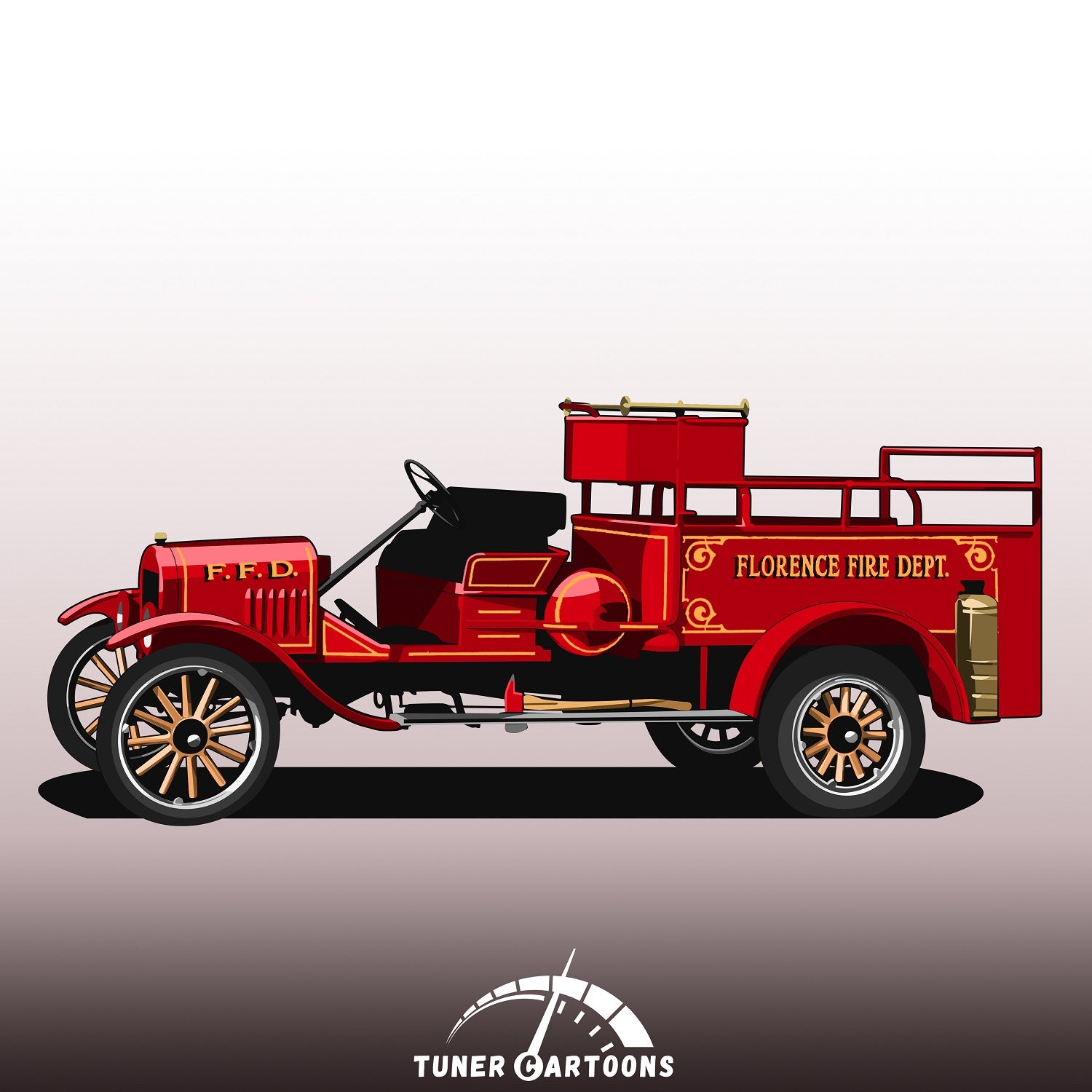Custom Drawing Style Fire Trucks and First Responder Vehicles - Tuner Cartoons