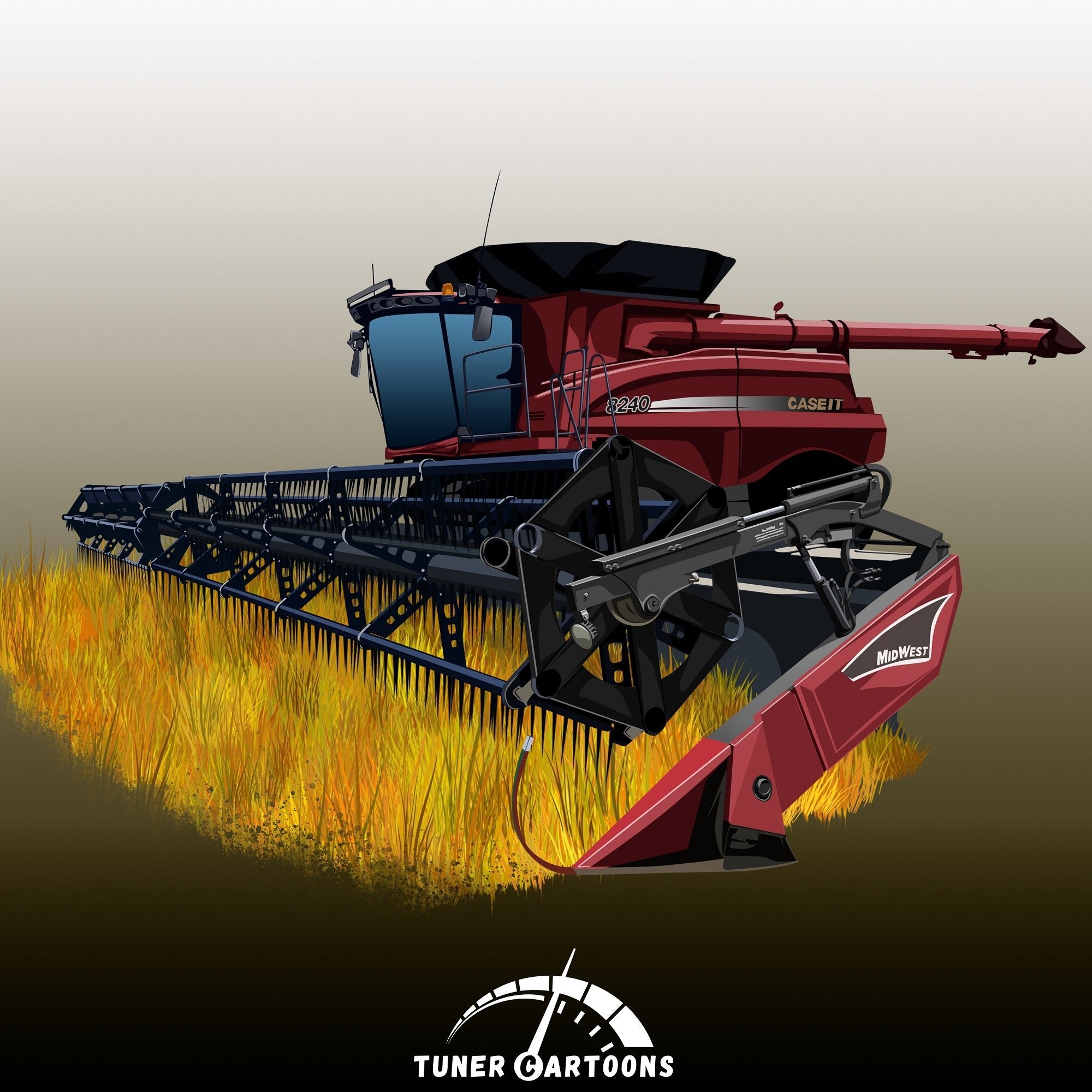 Custom Drawing Style Agricultural Machines - Tuner Cartoons