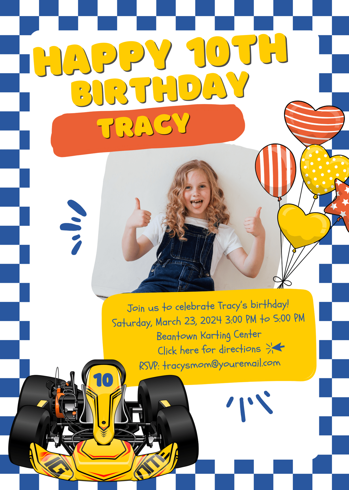 Tuner Cartoon Design Templates - Kids Birthday (Karting Theme) - Tuner Cartoons