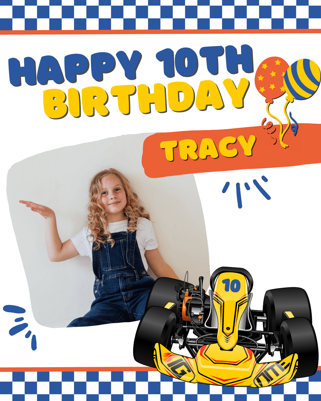 Tuner Cartoon Design Templates - Kids Birthday (Karting Theme) - Tuner Cartoons