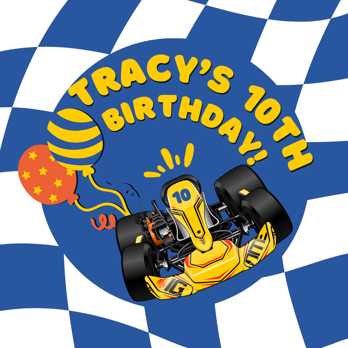 Tuner Cartoon Design Templates - Kids Birthday (Karting Theme) - Tuner Cartoons