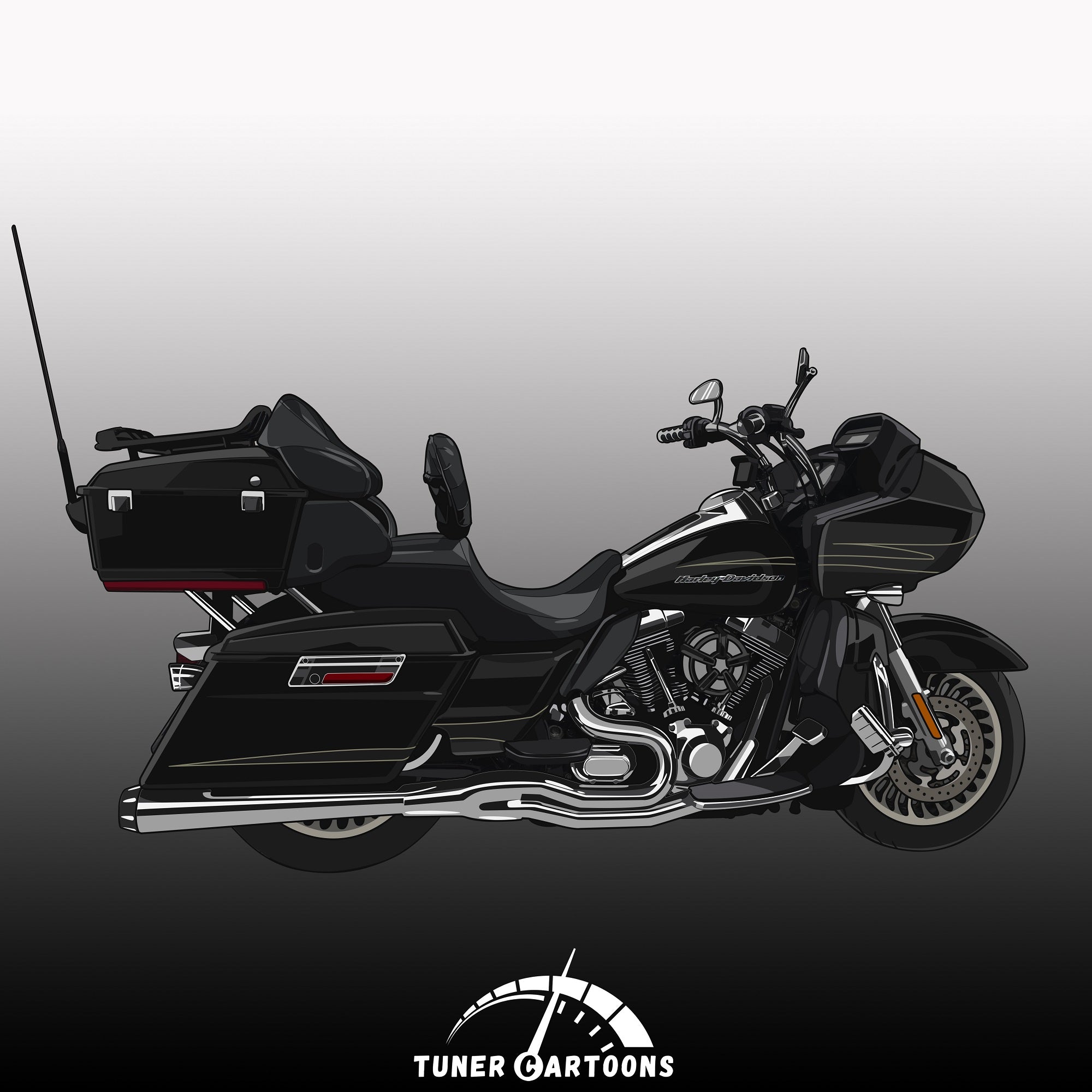 Custom Drawing Style Motorcycle Drawing - Tuner Cartoons