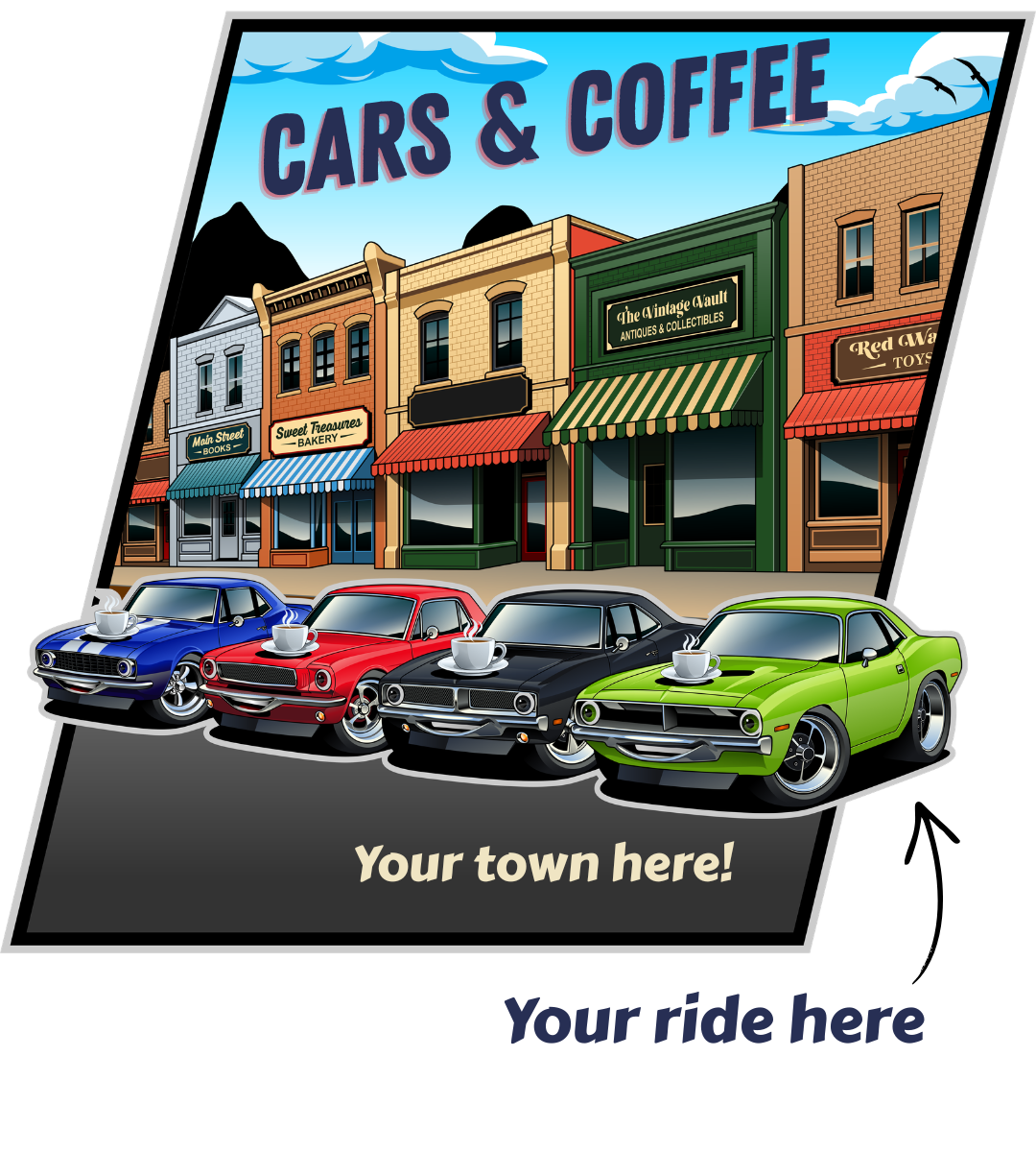 Personalized Cars & Coffee Shirts - "Coffee for All" Design