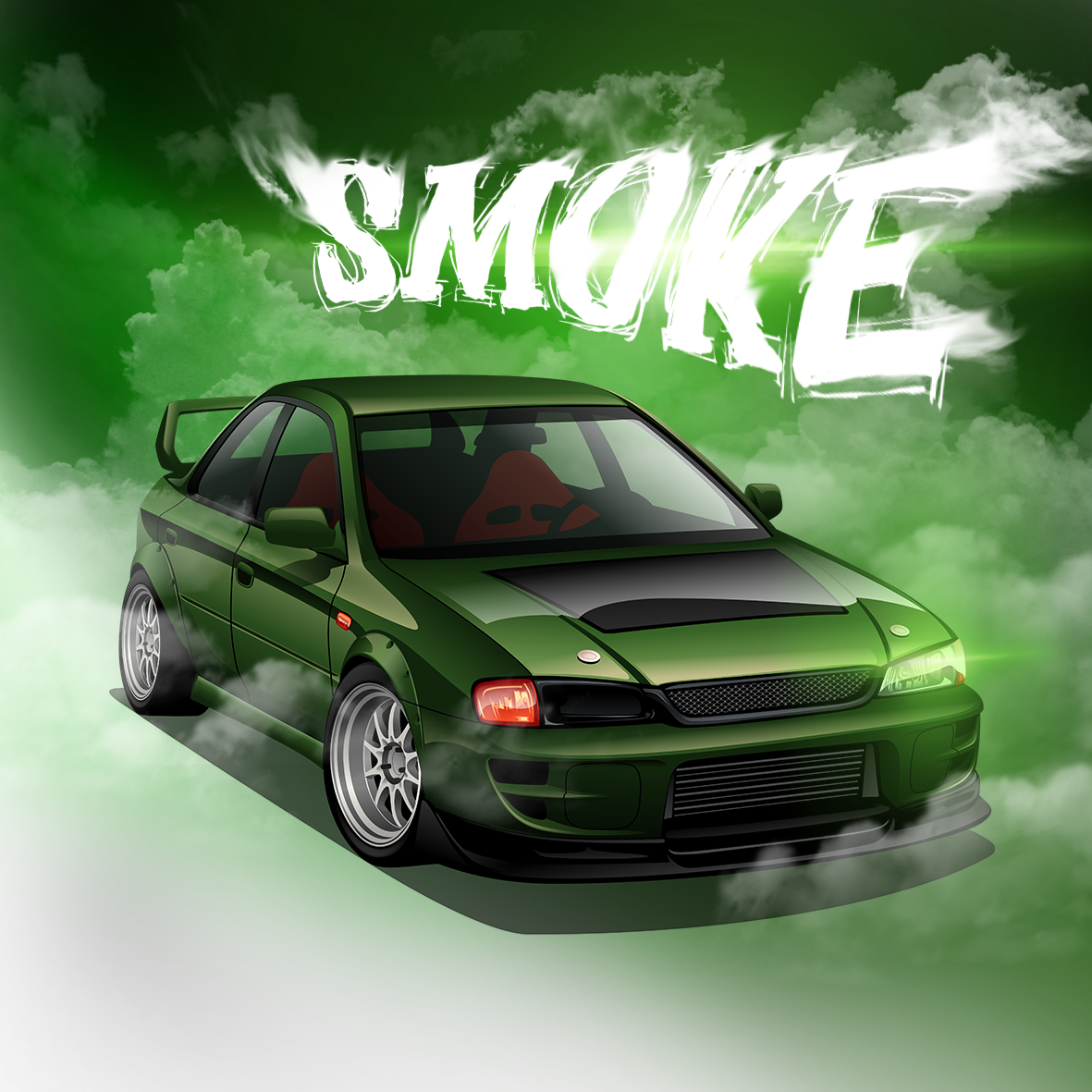 Custom Drawing Style Car With Custom Background