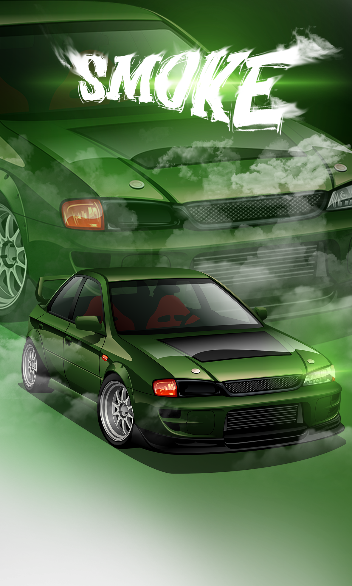 Custom Drawing Style Car With Custom Background