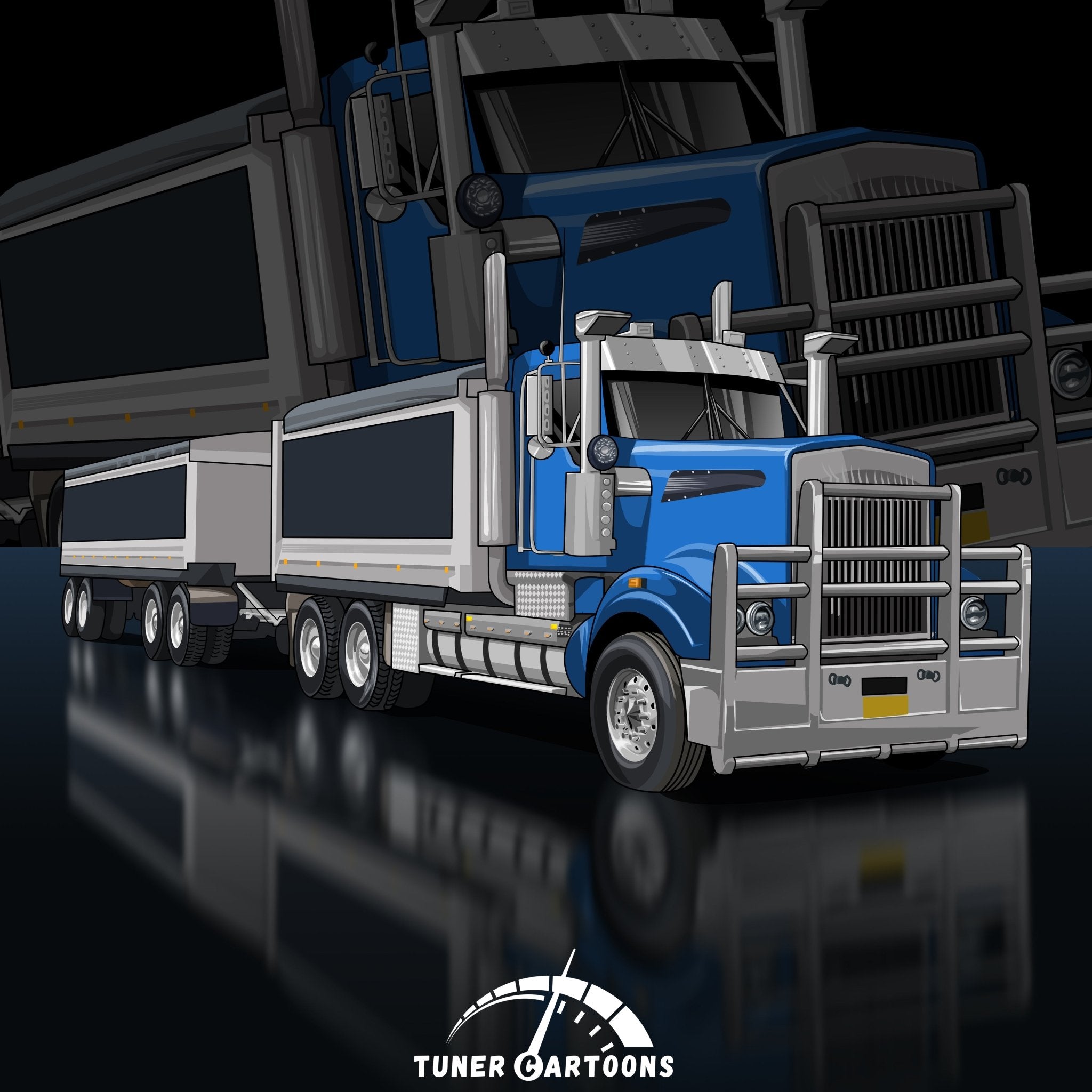 Custom Drawing Style Large Truck Drawing - Tuner Cartoons