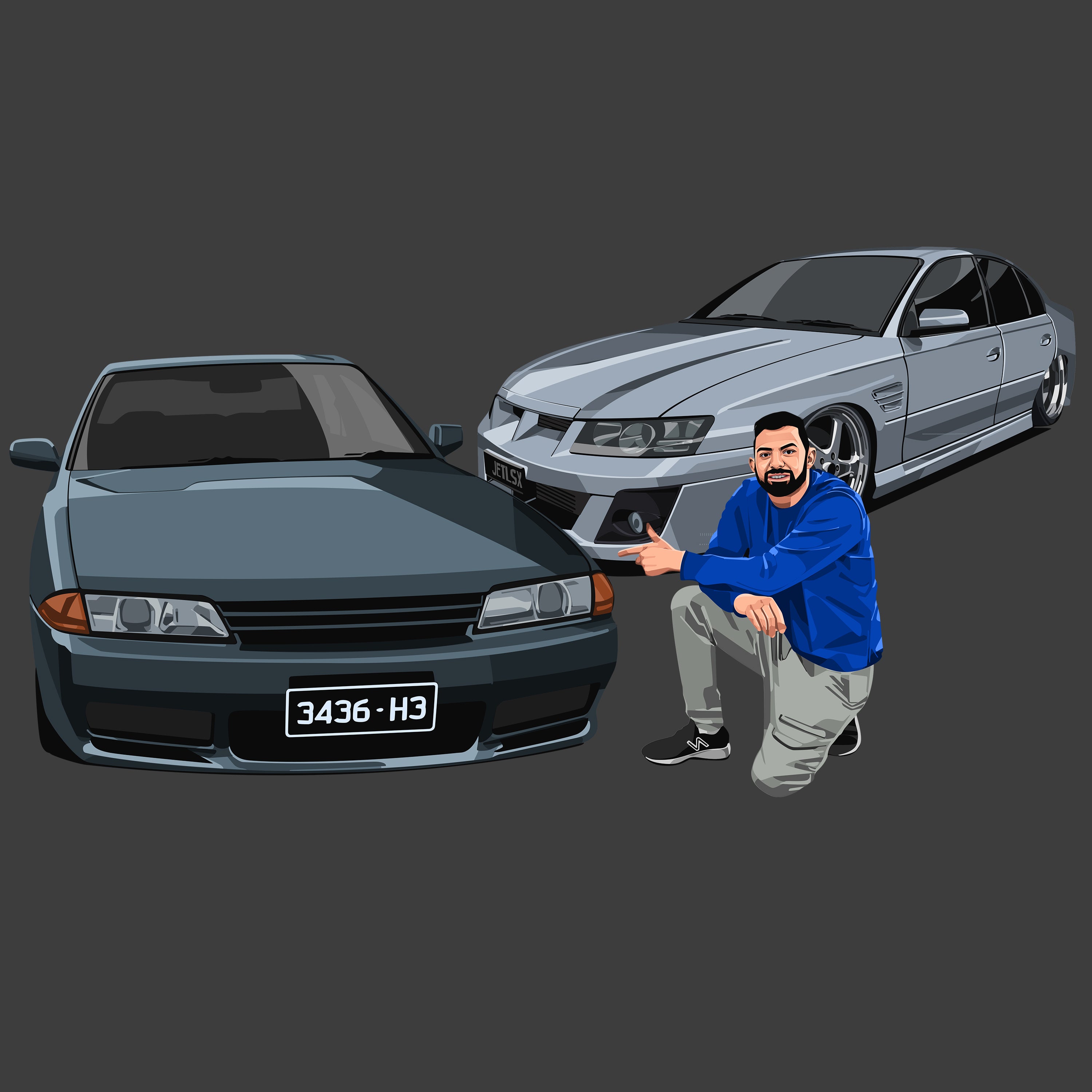 Custom Drawing Style Car and Character Drawing